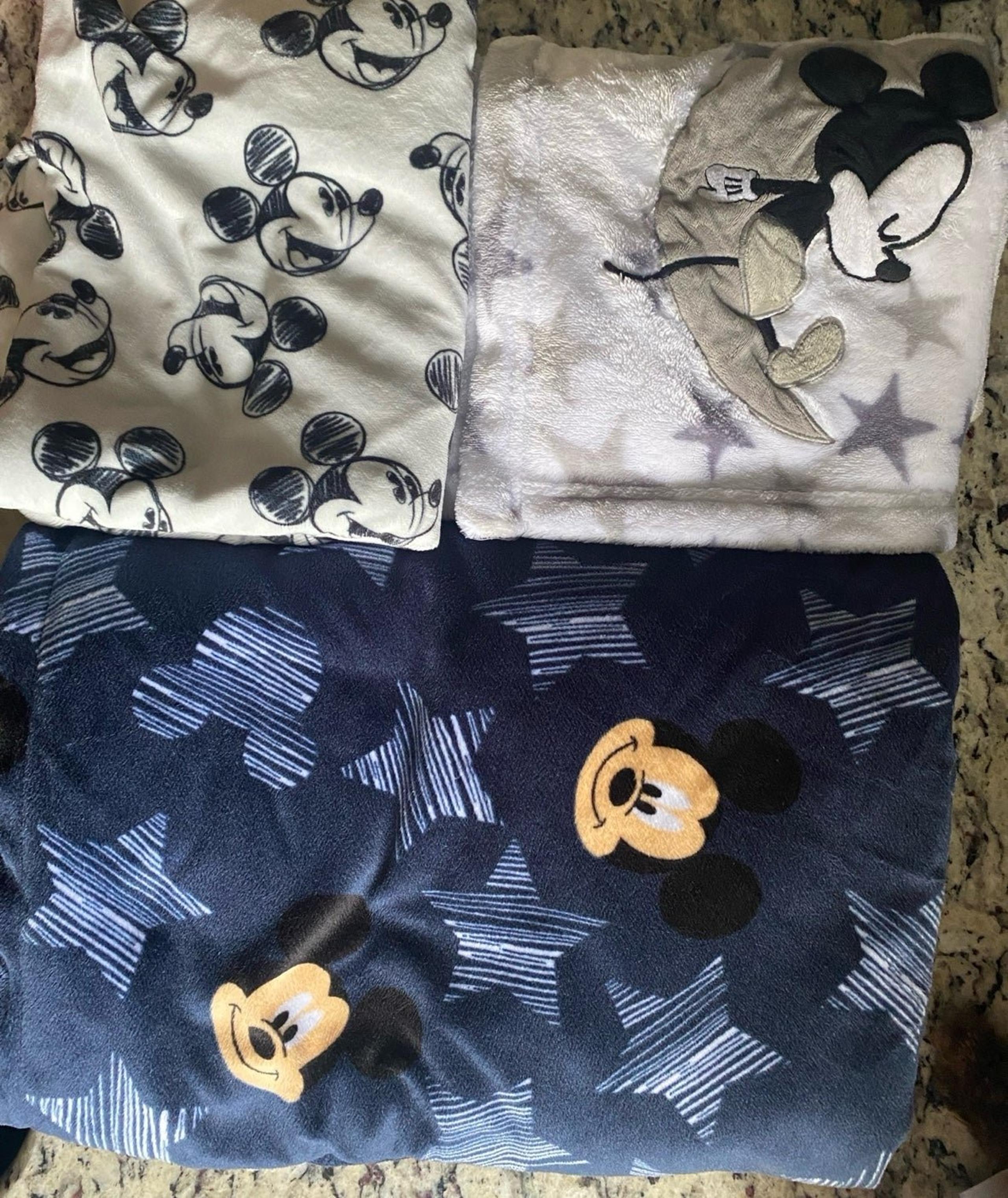 Disney Mickey Mouse Baby Toddler 3 Blankets Bundle Lot -USED