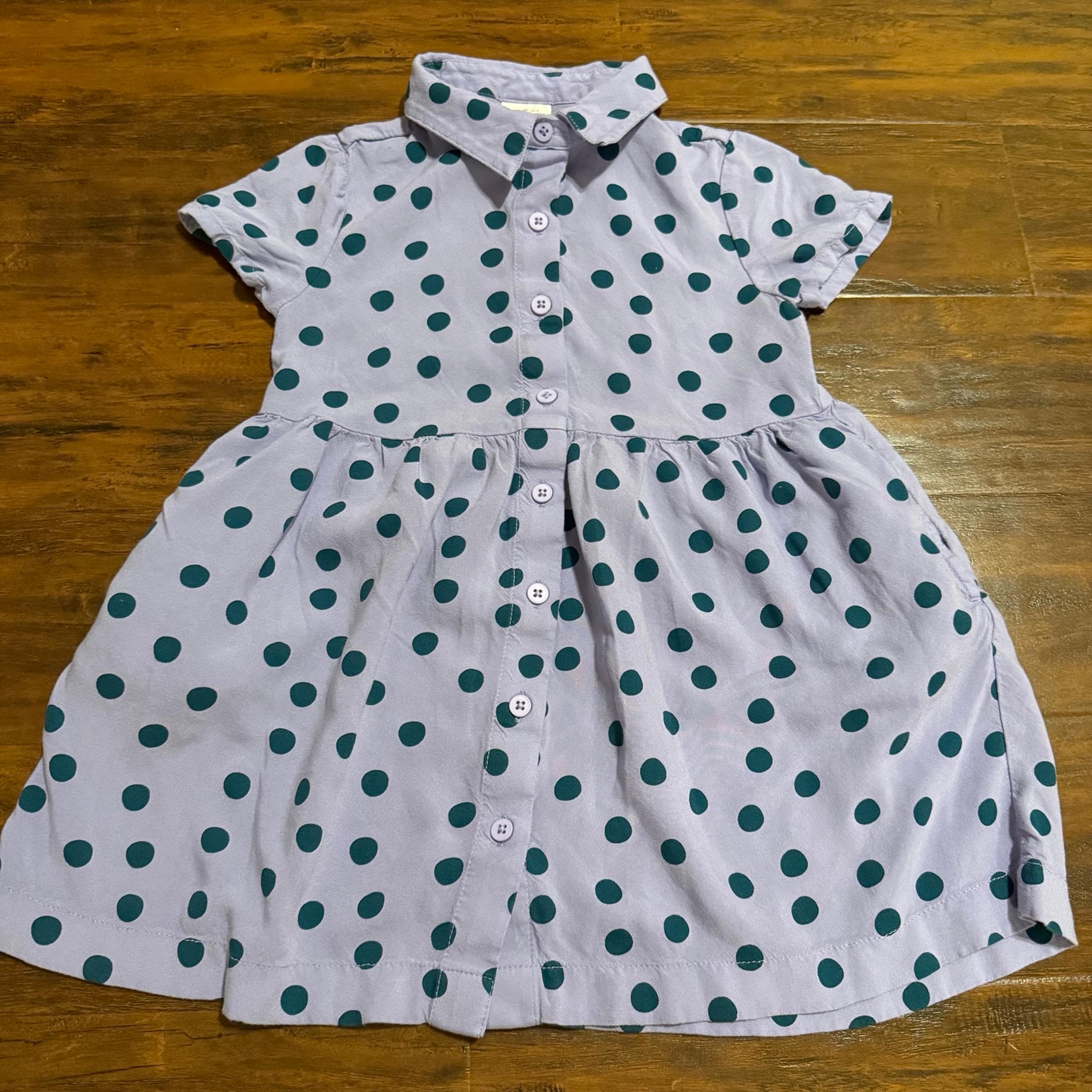Hanna Andersson Purple Green Polka Dot Dress 80 US 18-24