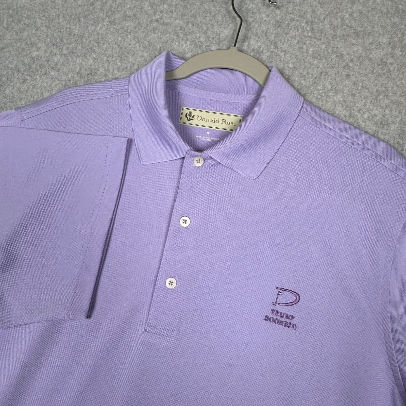 Trump Doonbeg x Donald Ross Polo Shirt M Lavender Short Sleeve Performance Golf