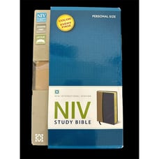 Zondervan NIV Study Bible Personal Size Tan/Blue Red Letter Edition NEW