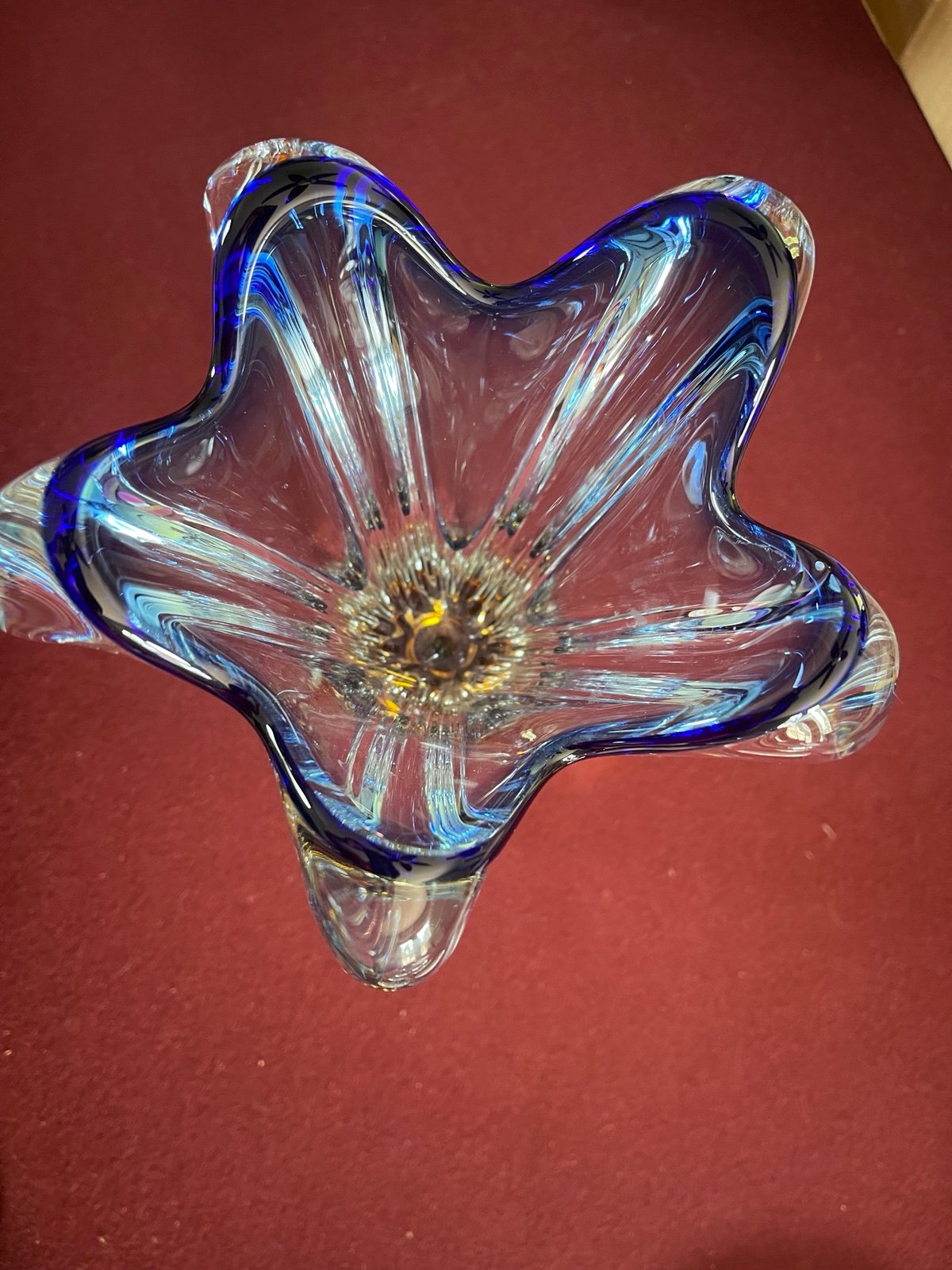 Vintage 1960s Josef Hospodka Blue & Amber Vase