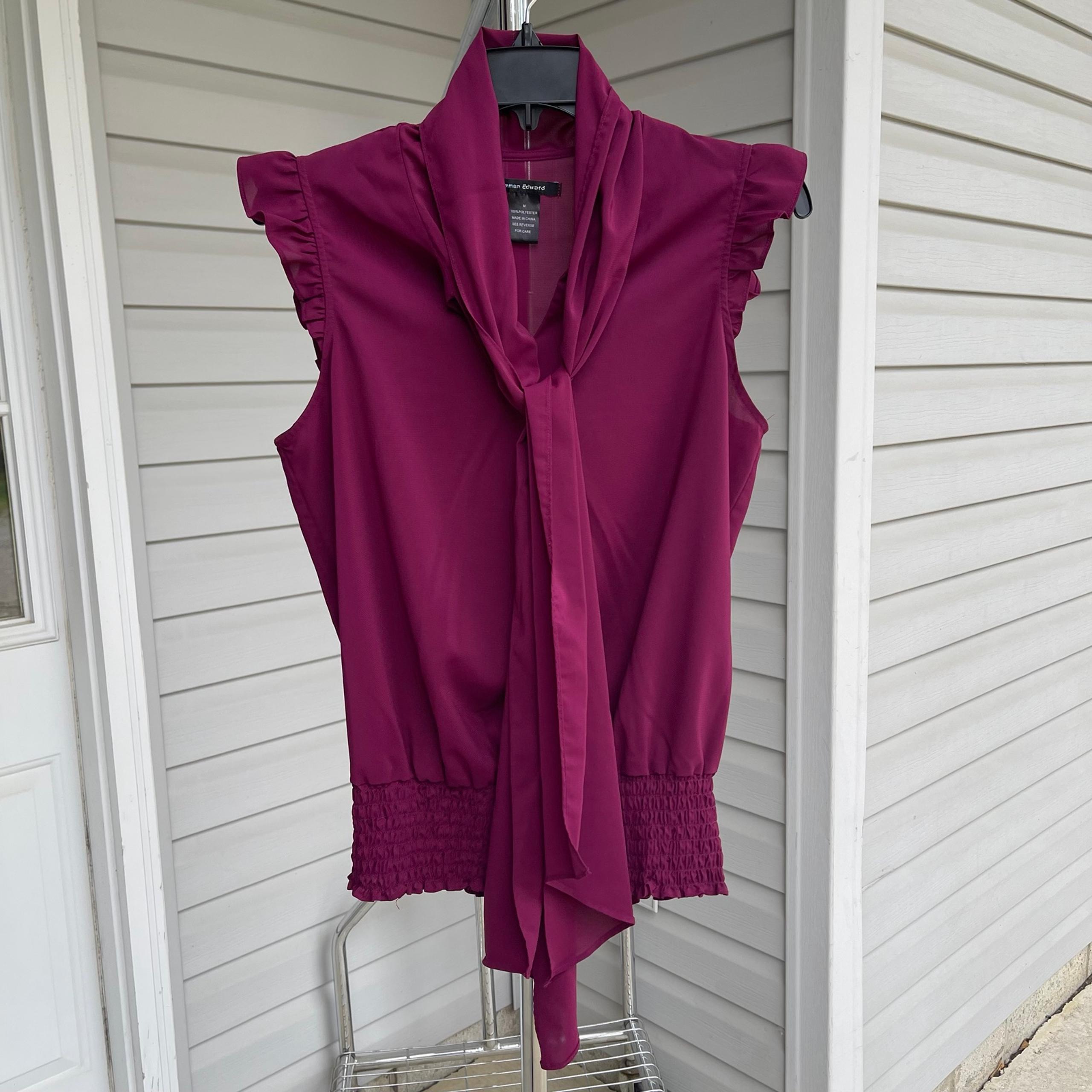 Emman Edward Maroon Sleeveless Dress Top Medium