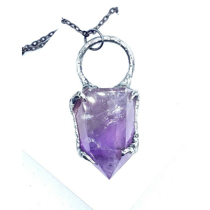 Amethyst crystal Necklace cosplay handmade gothic fantasy style