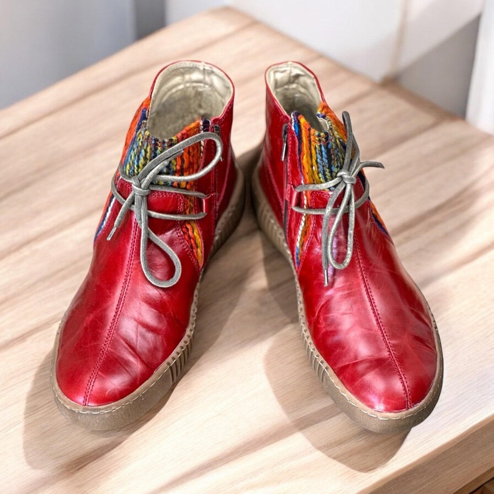 Josef Seibel NWB SZ 40EU Maren 18 Red leather fleece lined boots