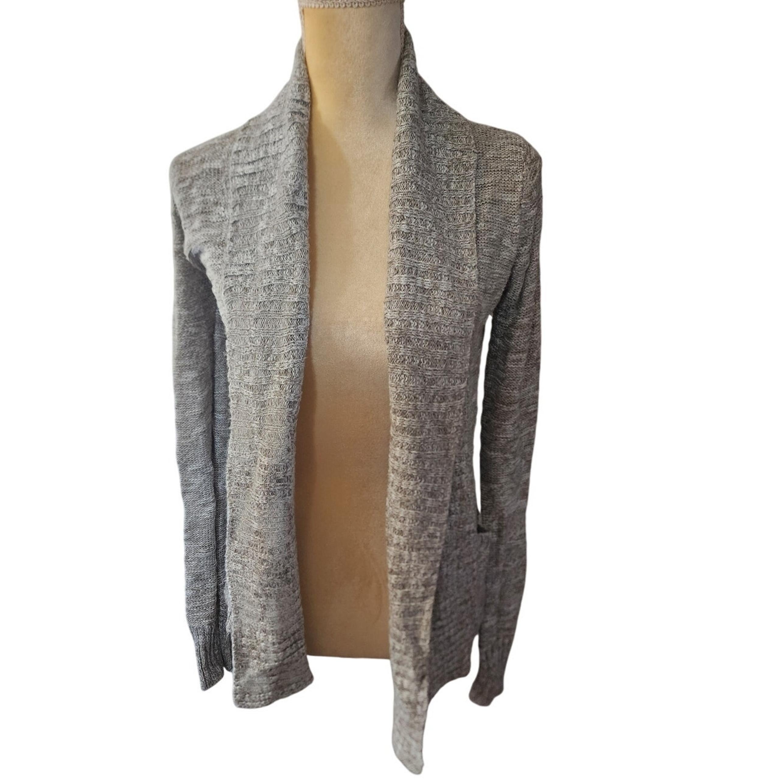 Element Gray White Open Front Knit Cardigan Sweater Size Small