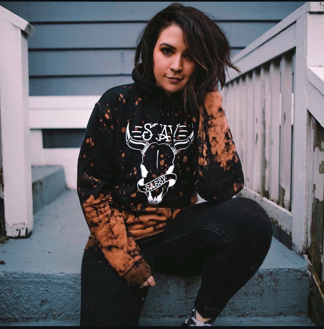 Girrlscout Stay Sassy Hoodie Bleach Dipped Size Large Western Limited Edition