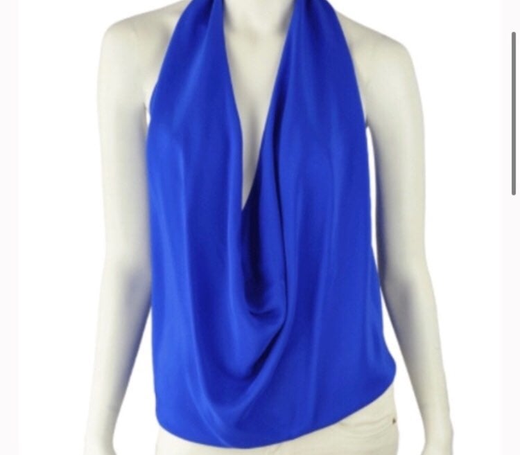 Emerson Thorpe Blue Silk Halter Top