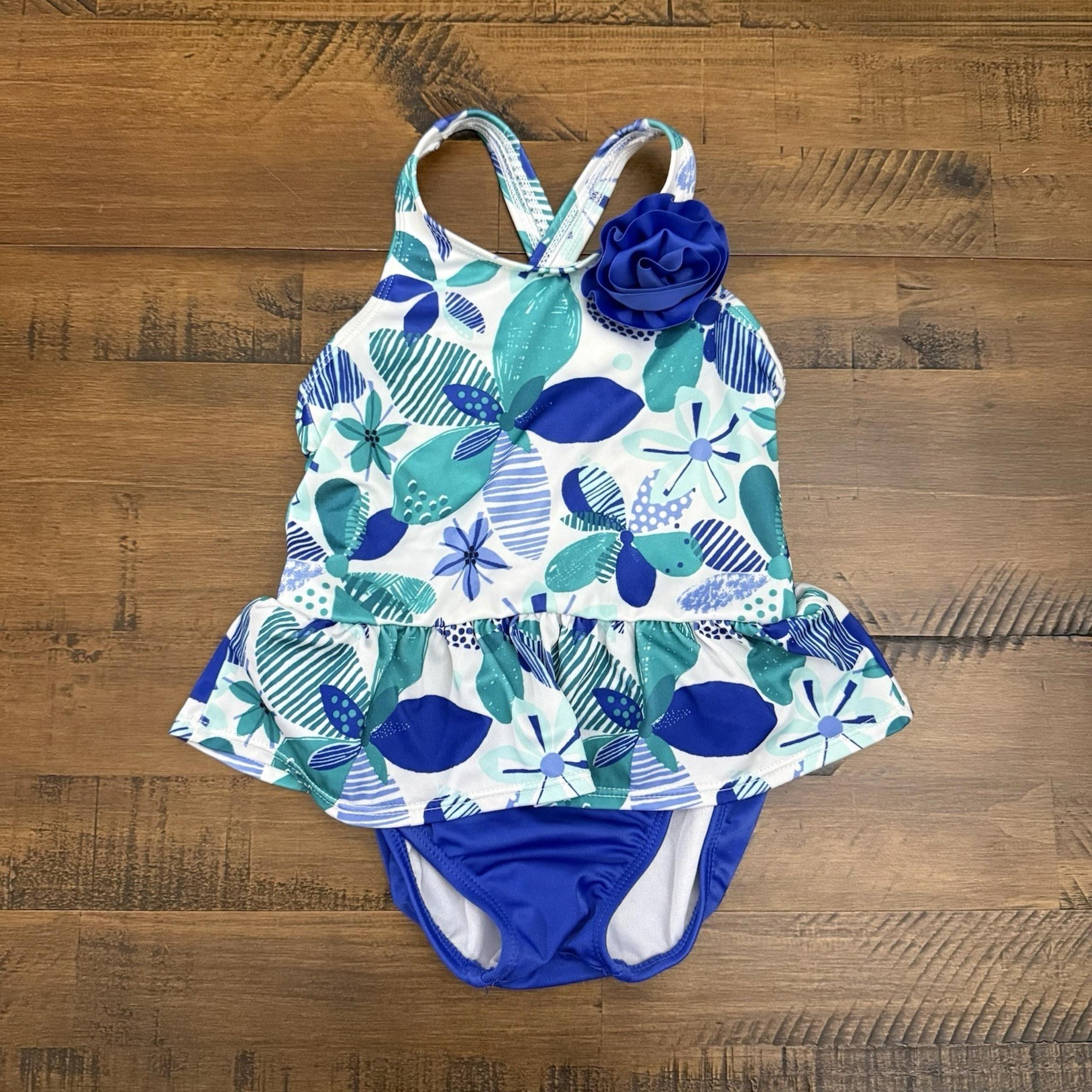 Gymboree Blue And Green Floral Swimsuit Size 2T Girls