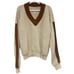Vintage Mens XL Tan Brown V Neck Knit Pullover Grampa Grampacore Sweater