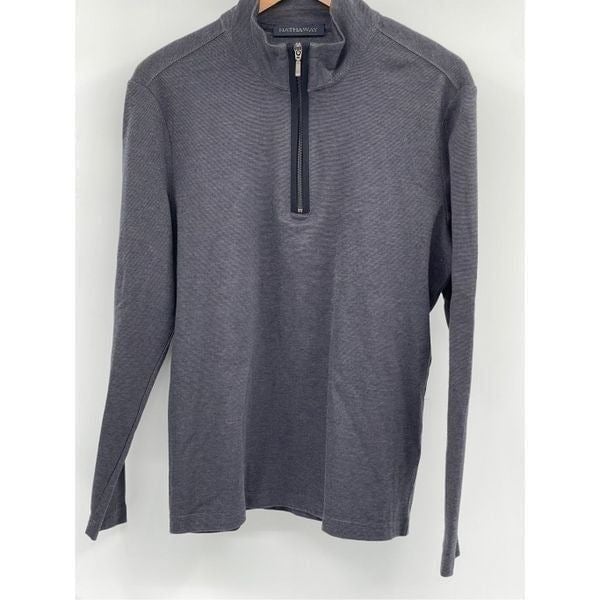 Hathaway 1/4 Zip Shirt Sweater Men Medium Gray Long Sleeve High Neck