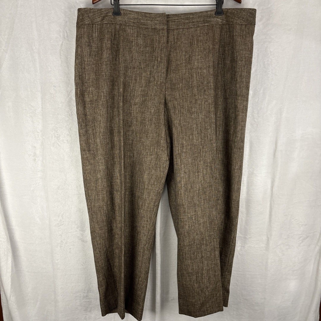 Lafayette 148 New York Wool Blend Dress Pants Wide Leg Brown Womens 22 (46x26)