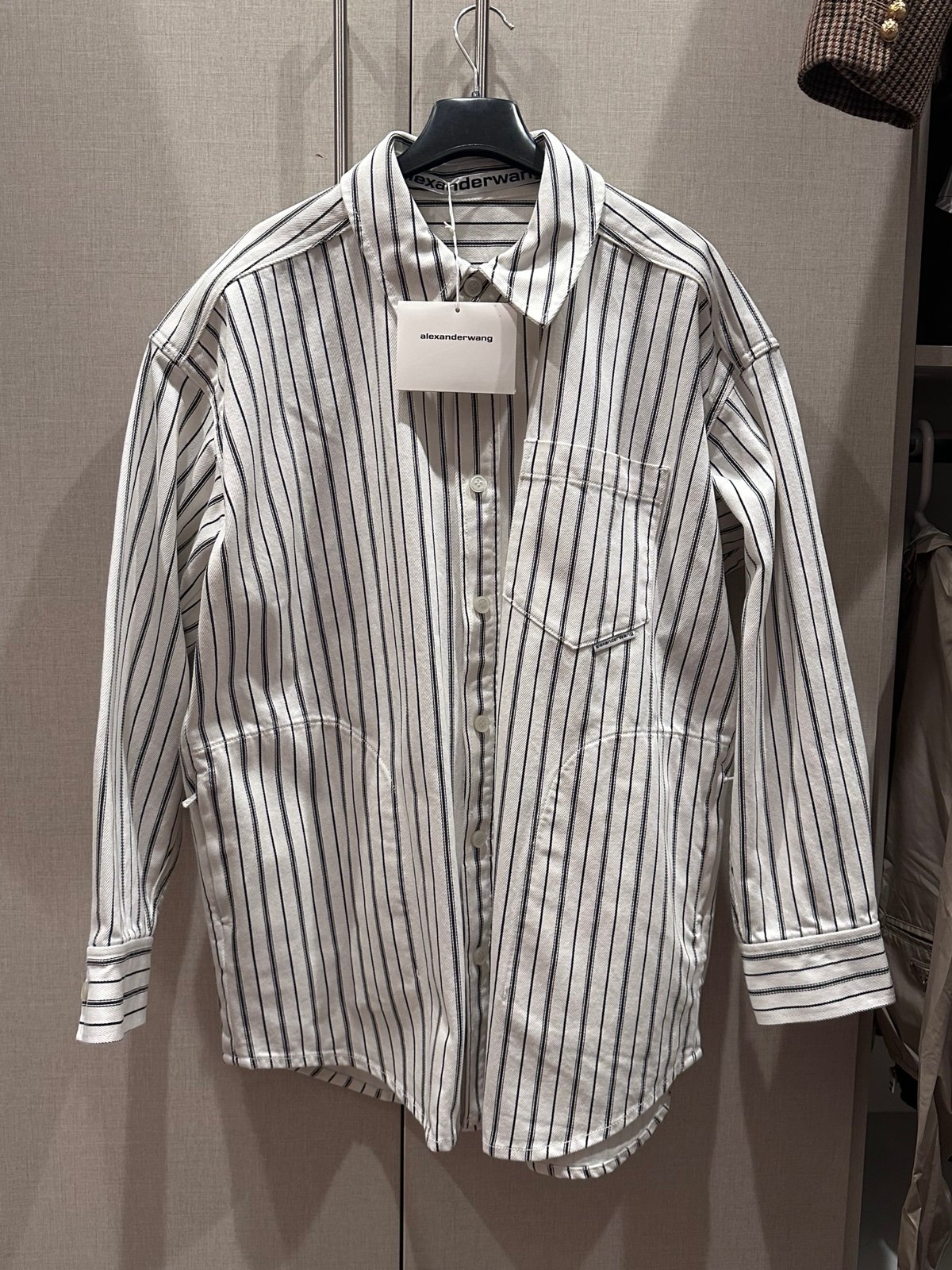 Brand New Manwear woman Alexanderwang Black and White Strip shirt coat