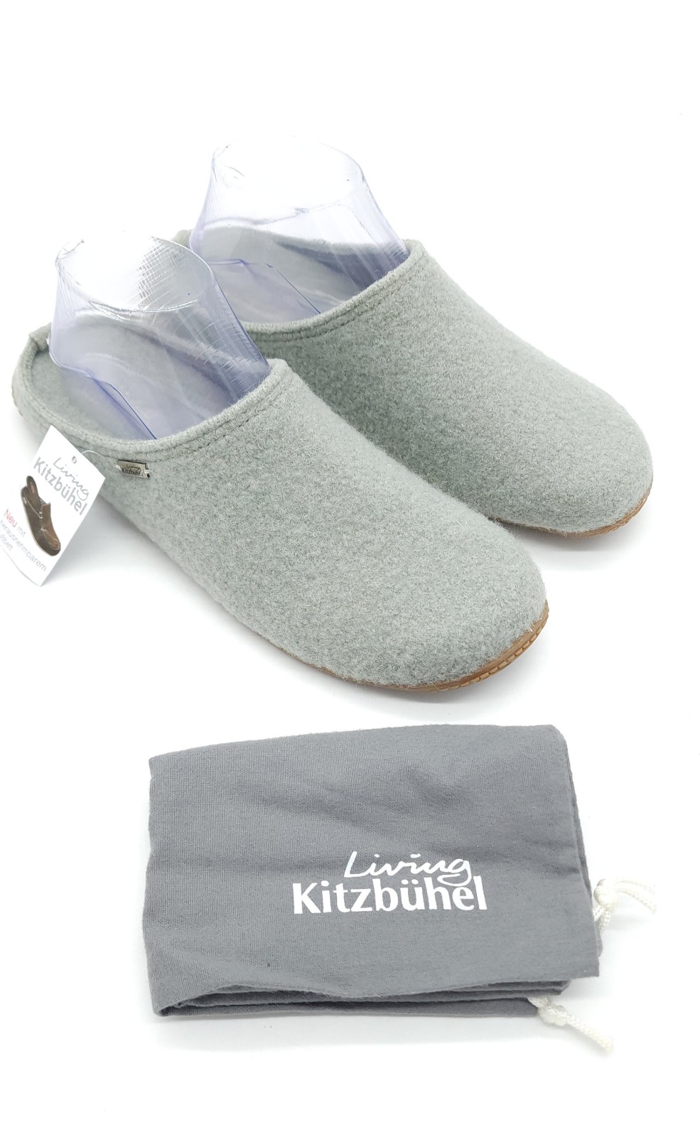LIVING KITZBUHEL Kitzbuehler Light Grey Boiled Wool Slipper Women's Size 11-11.5