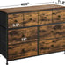 NEW 8 Drawers Fabric Dresser w/ Wooden Top Sturdy Steel Frame Rustic Brown