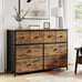 NEW 8 Drawers Fabric Dresser w/ Wooden Top Sturdy Steel Frame Rustic Brown