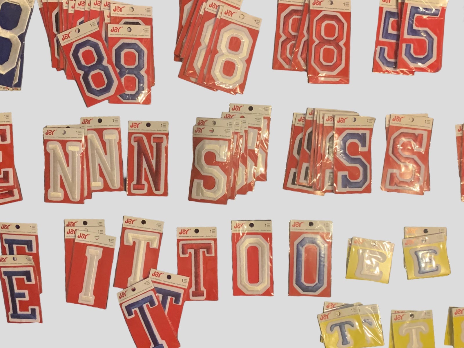 Brand New Joy Brand Embroidered Iron On Letters and Numbers