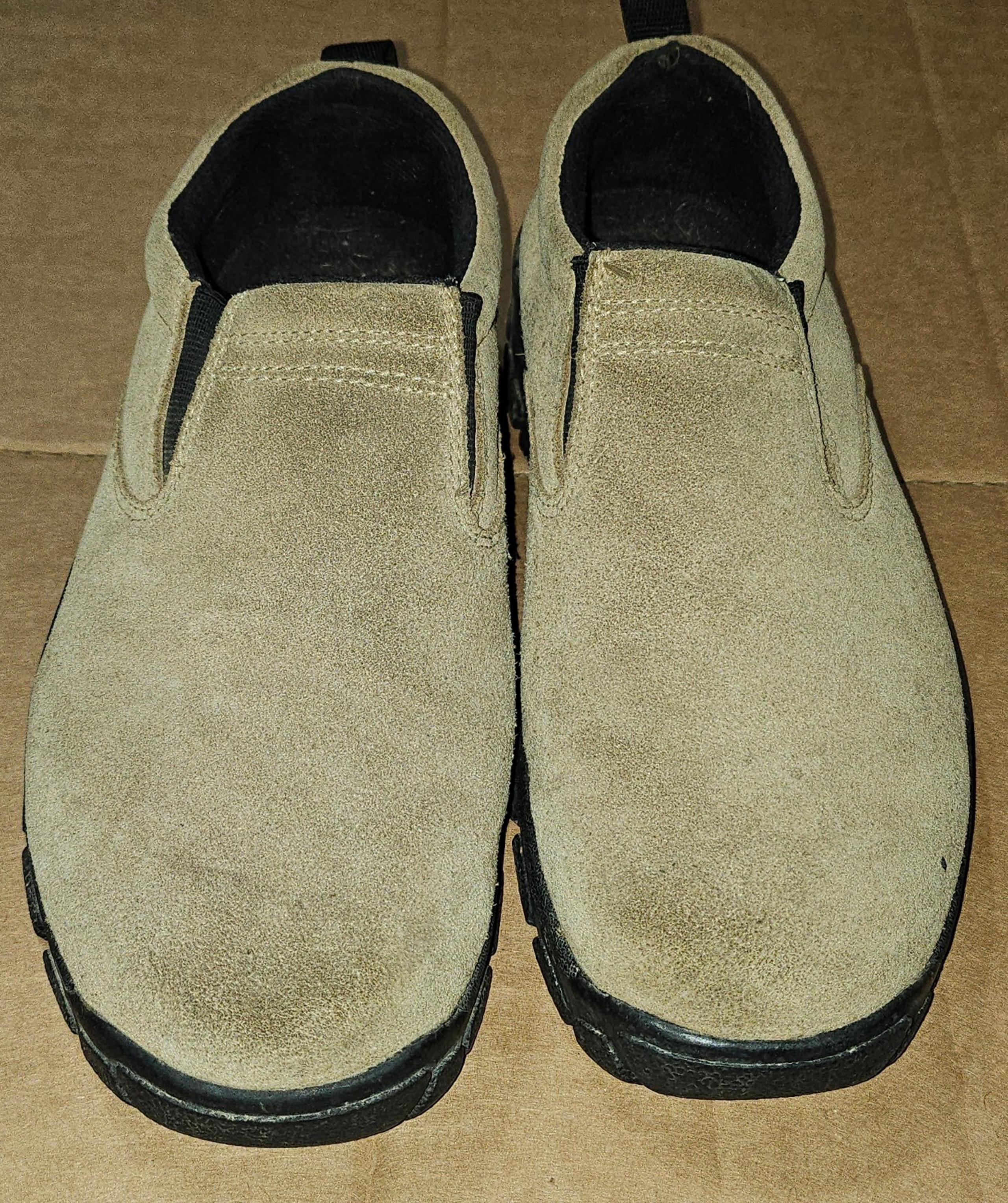 Lands End 73773 Tan Brown Leather Slip-On Comfort Hiking Shoes Mens Size 7