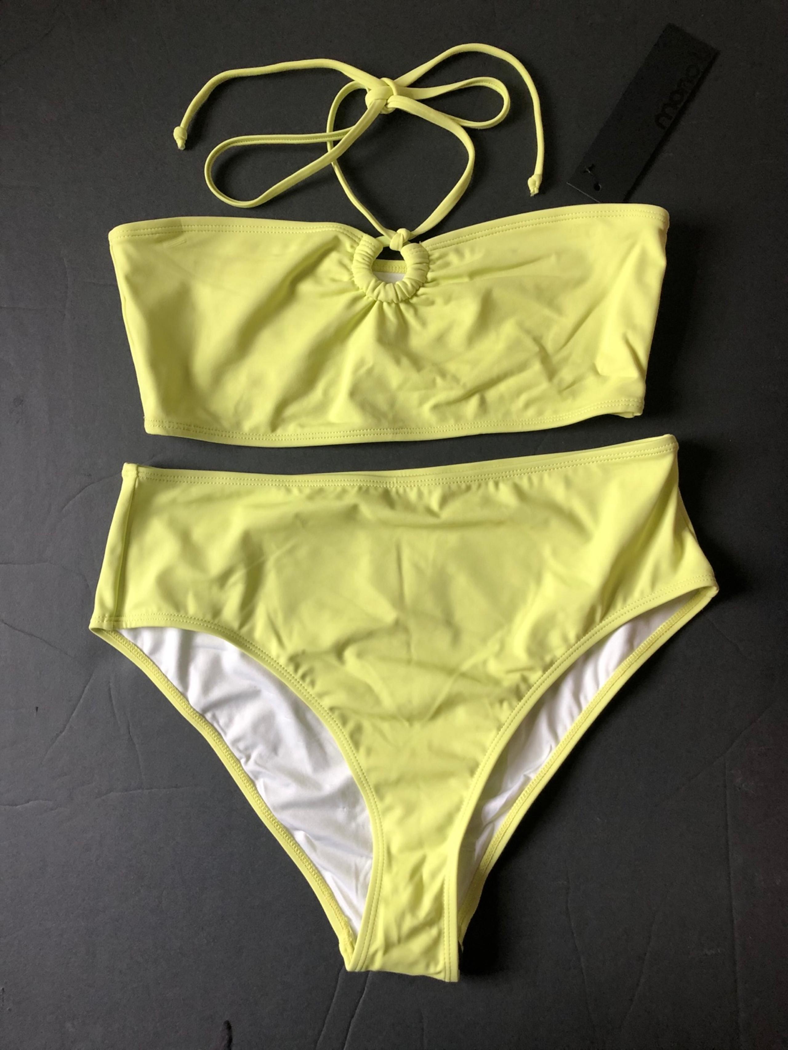 Mono b size Large Two Piece Bikini Yellow Green New
