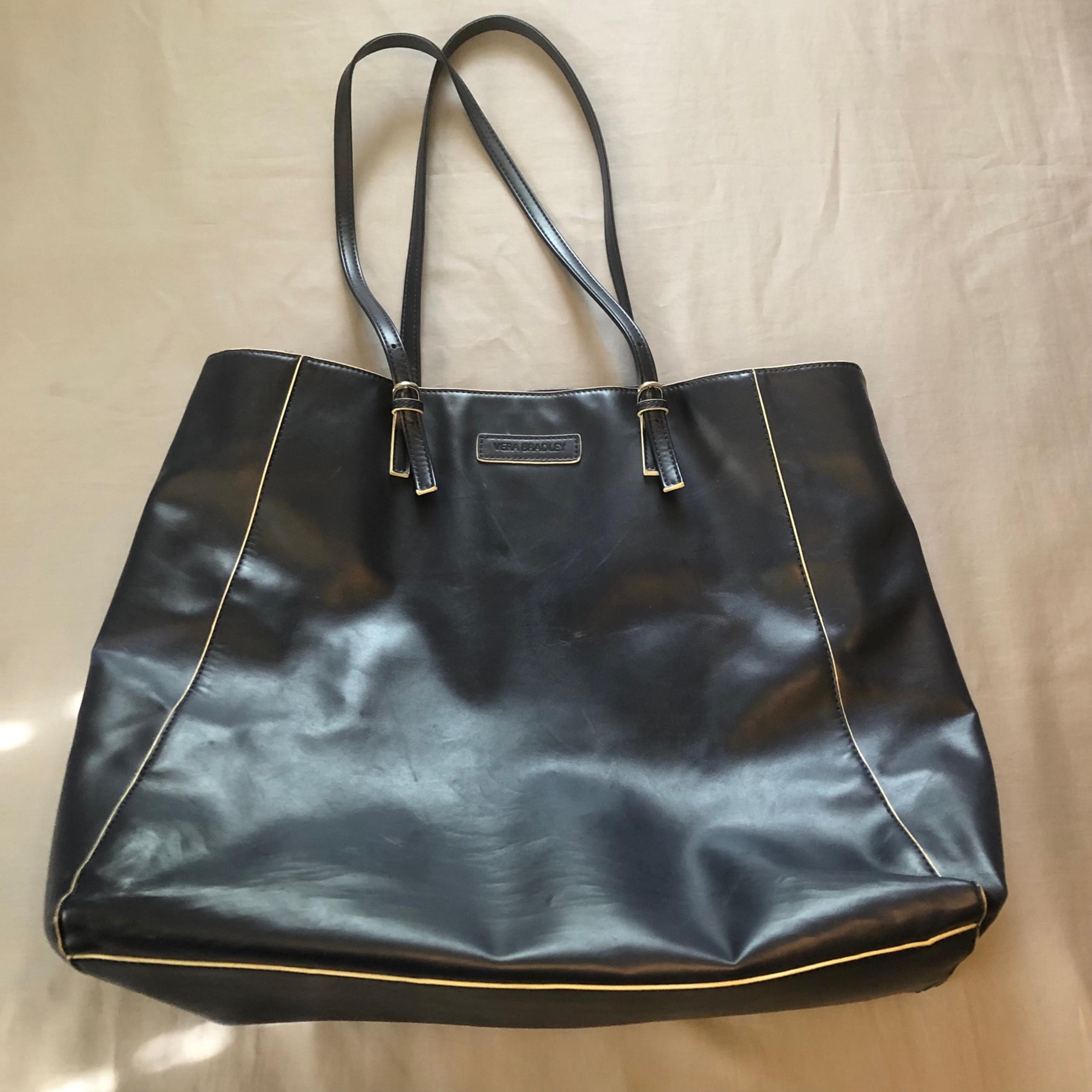 Vera Bradley Buckle Slim Faux Leather Navy Blue Tote