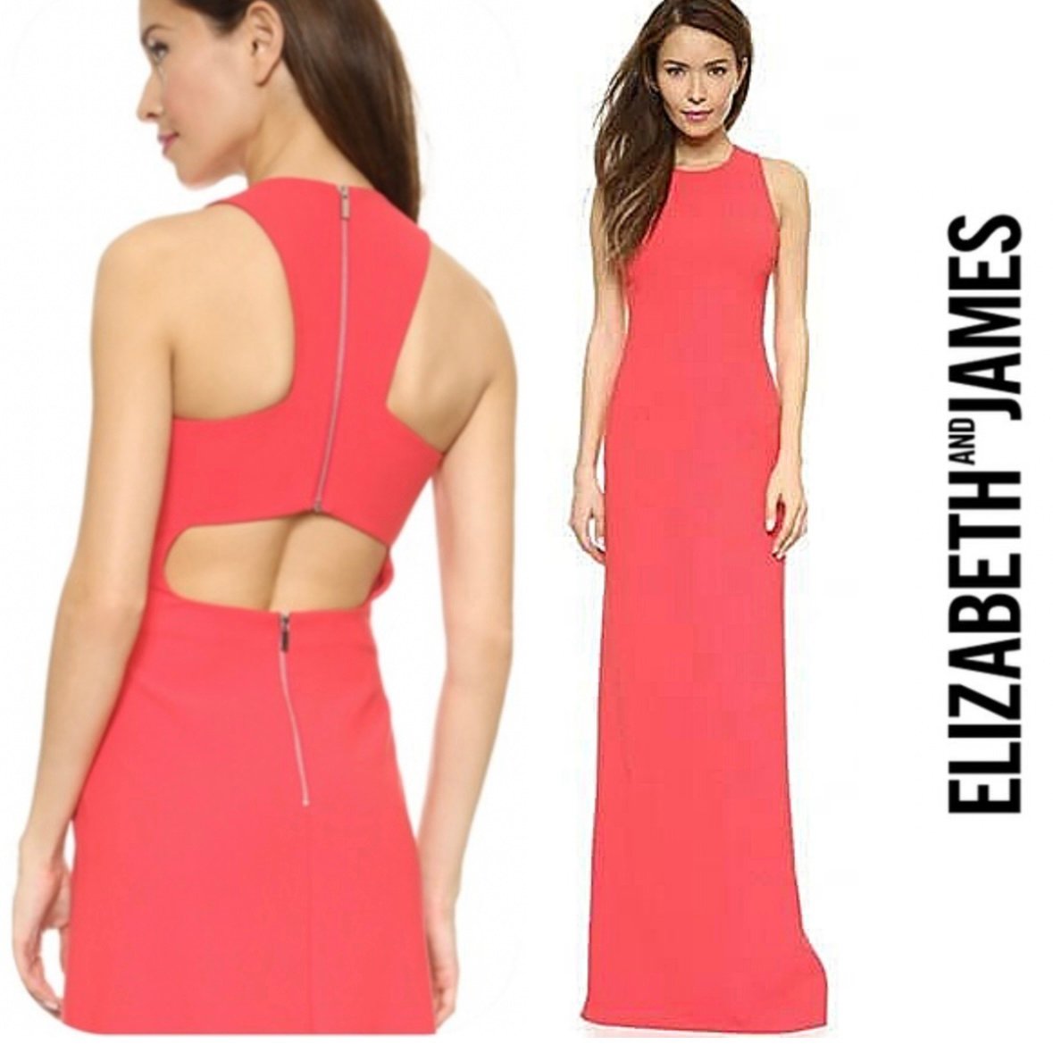 Elizabeth & James Yasmin Pink Razor Back Cutout Gown Size 4 $695 Retail