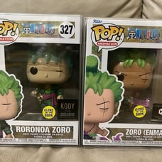 Roronoa Zoro GITD exclusives Funko Pop #327 & 1288 w/ plastic protectors