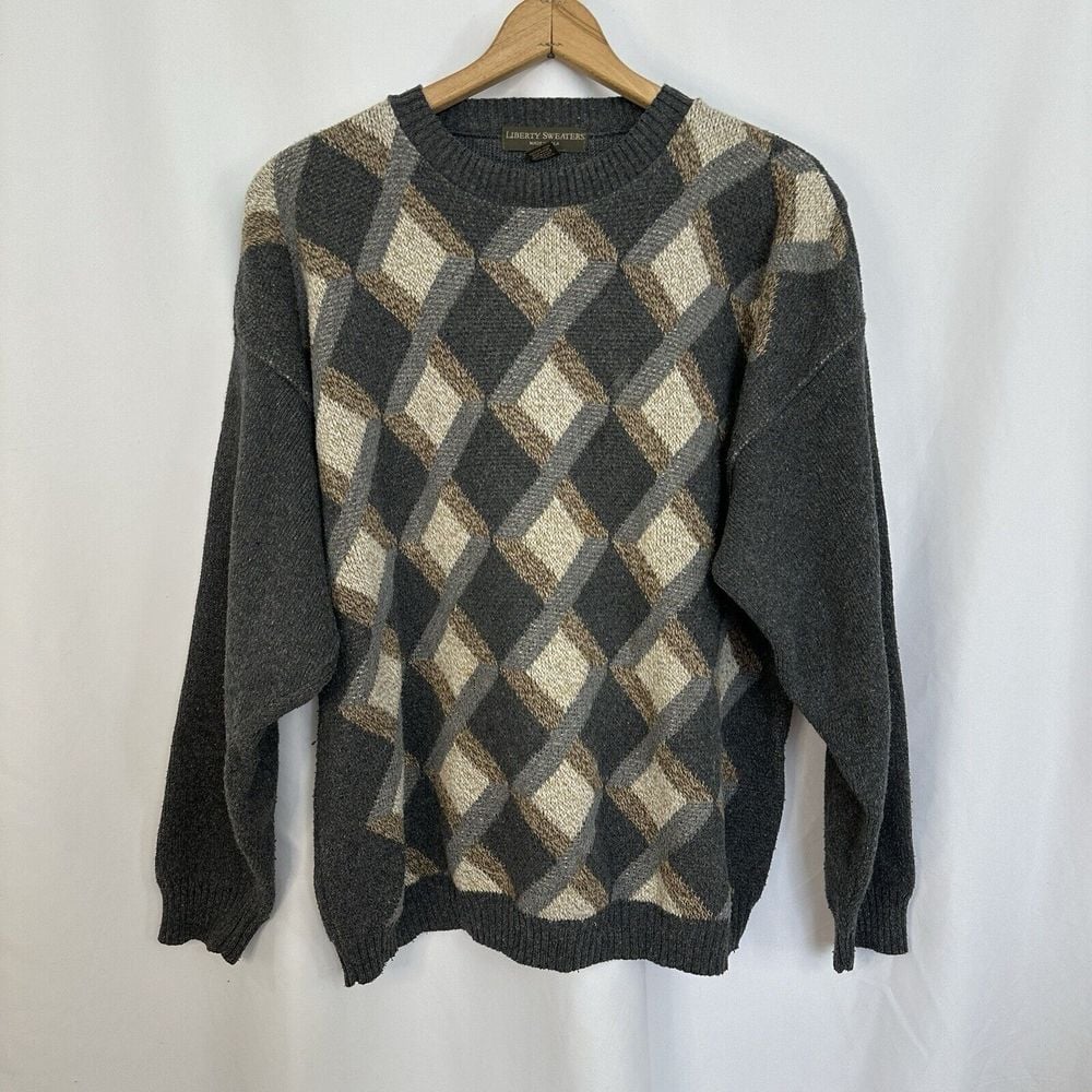 Vintage Liberty Grandpa Sweaters Size XL Made In USA Cabin Cosby 90s Cozy Winter