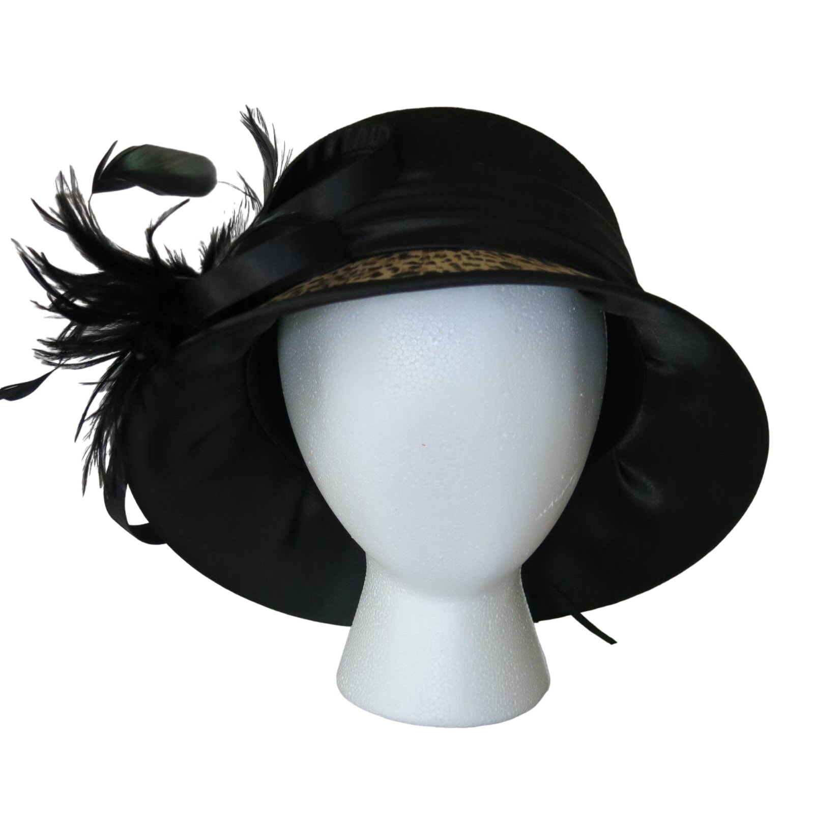 FINE MILLINERY Collection August Wool Hat Feathers Black/Leopard Print Mob Wife