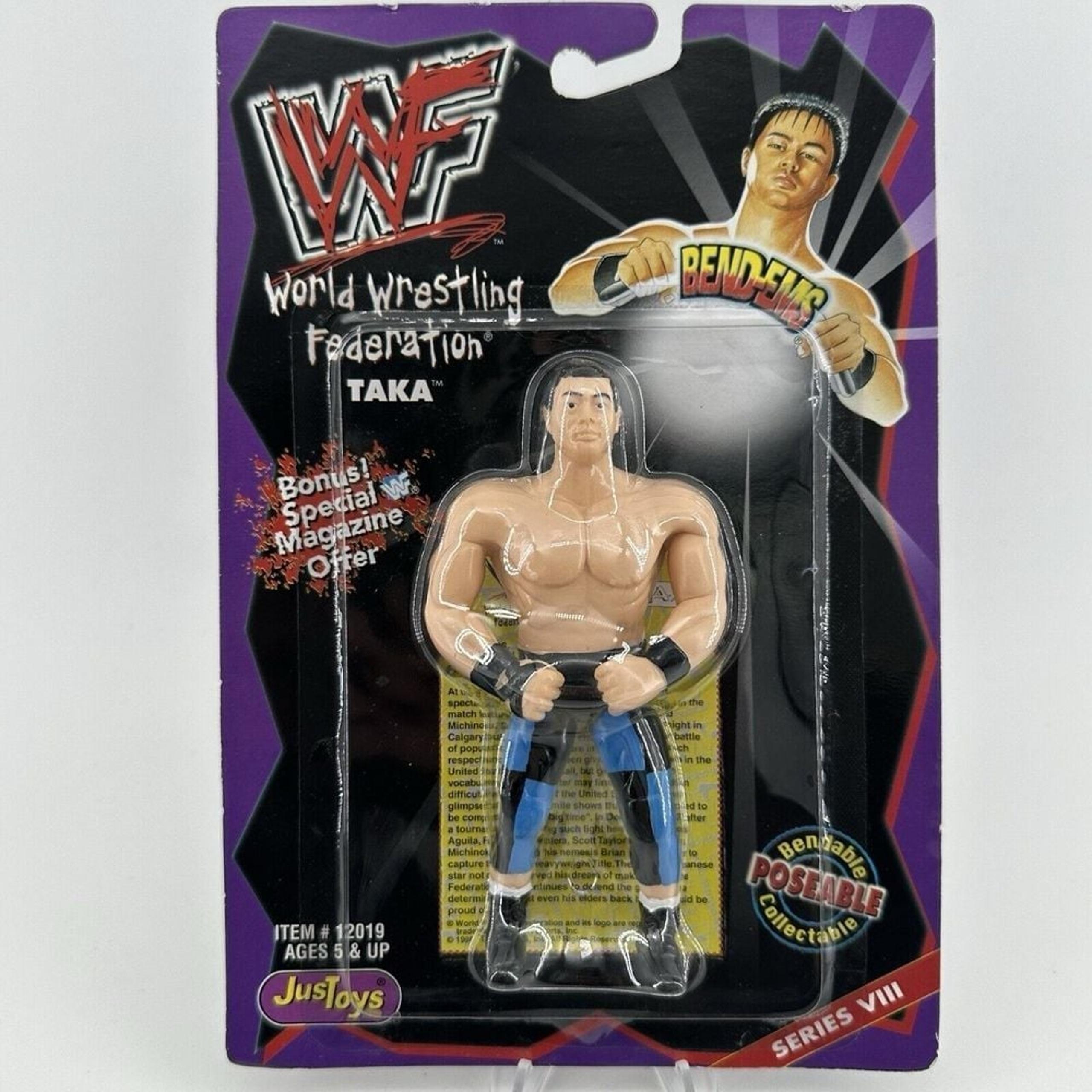 WWF Bend-Ems Taka Series 8 JusToys Wrestling Action Figure WWE Vintage Retro 98