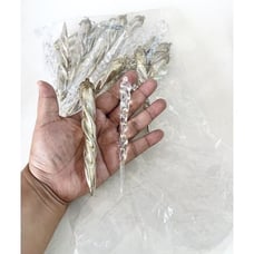 Vintage Christmas Ornaments Clear Hand Blown Glass Twisted Icicle & Gold