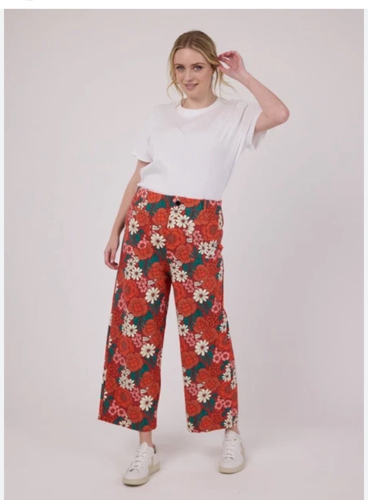 JOANIE Pippa Retro Floral Cropped Pants Plus Size 22 2XL 3XL