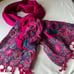 Embroidered Peacock Pashmina Scarf Hot Pink Blue Floral Fringe Wrap