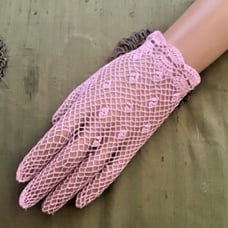 Pink French Crochet Cotton Dress Gloves