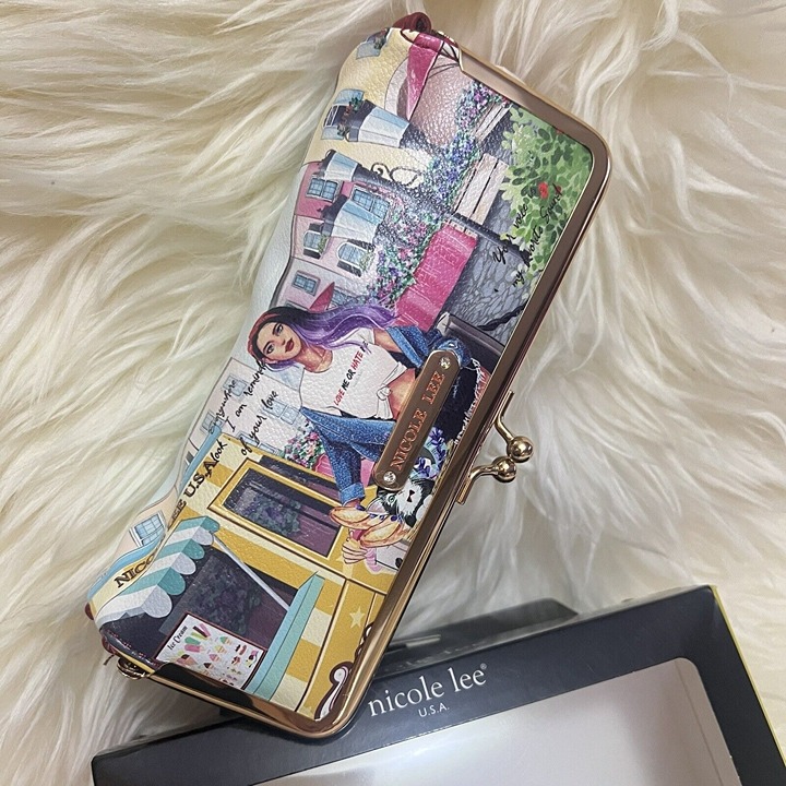 Nicole Lee Make Up Organizer Travel Clutch - COZY STREET IN MILAN WITH MIRROR