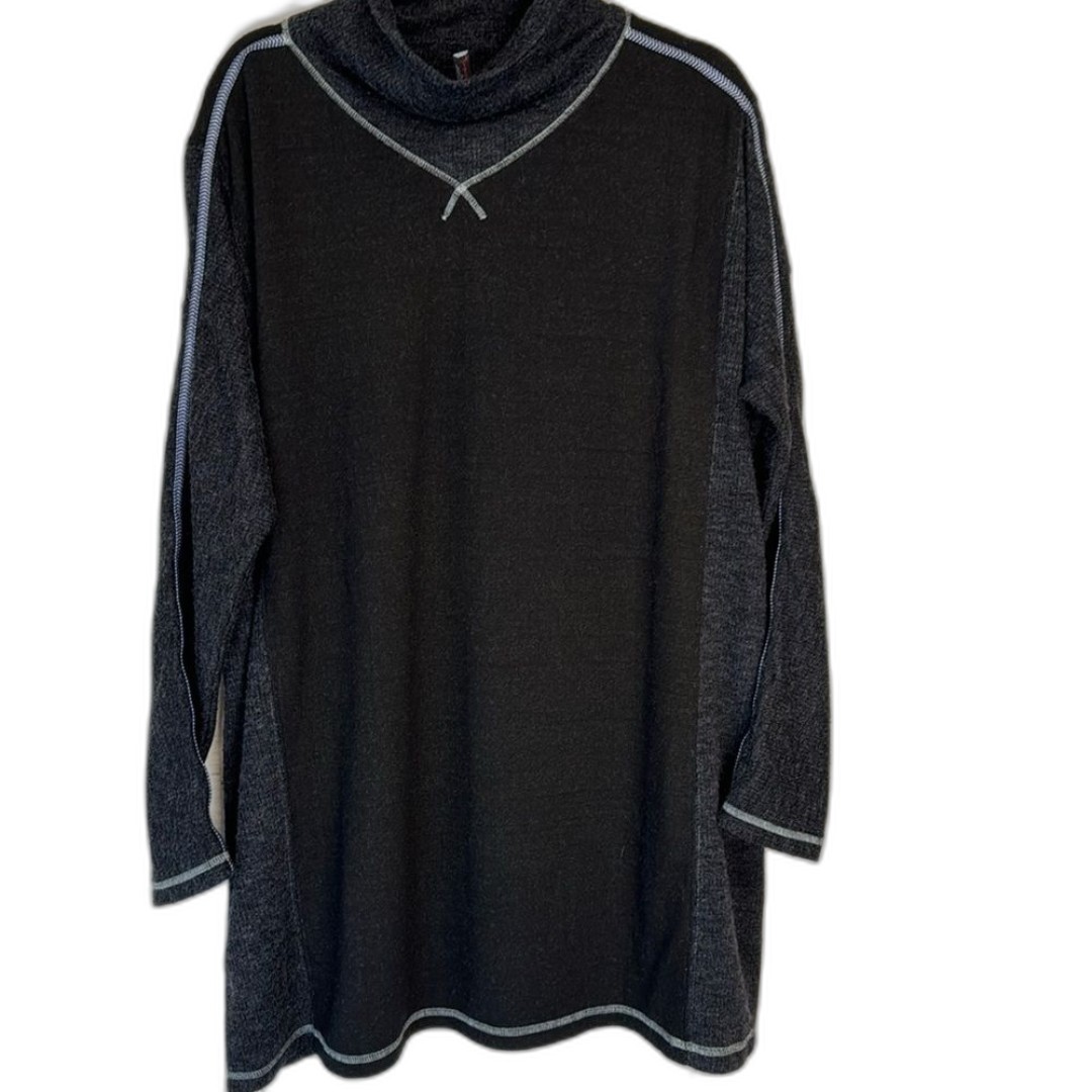 FP Movement Women's Large Sweater Dress Black & Grey Long Sleeved Mock Turtlenec