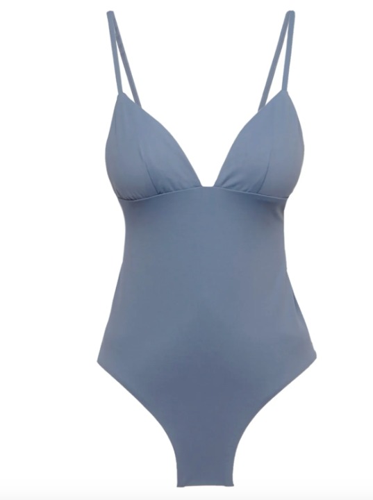 Eberjey So Solid Dawn Size S One-Piece Swimming Suit Blueish Gray MSRP 159
