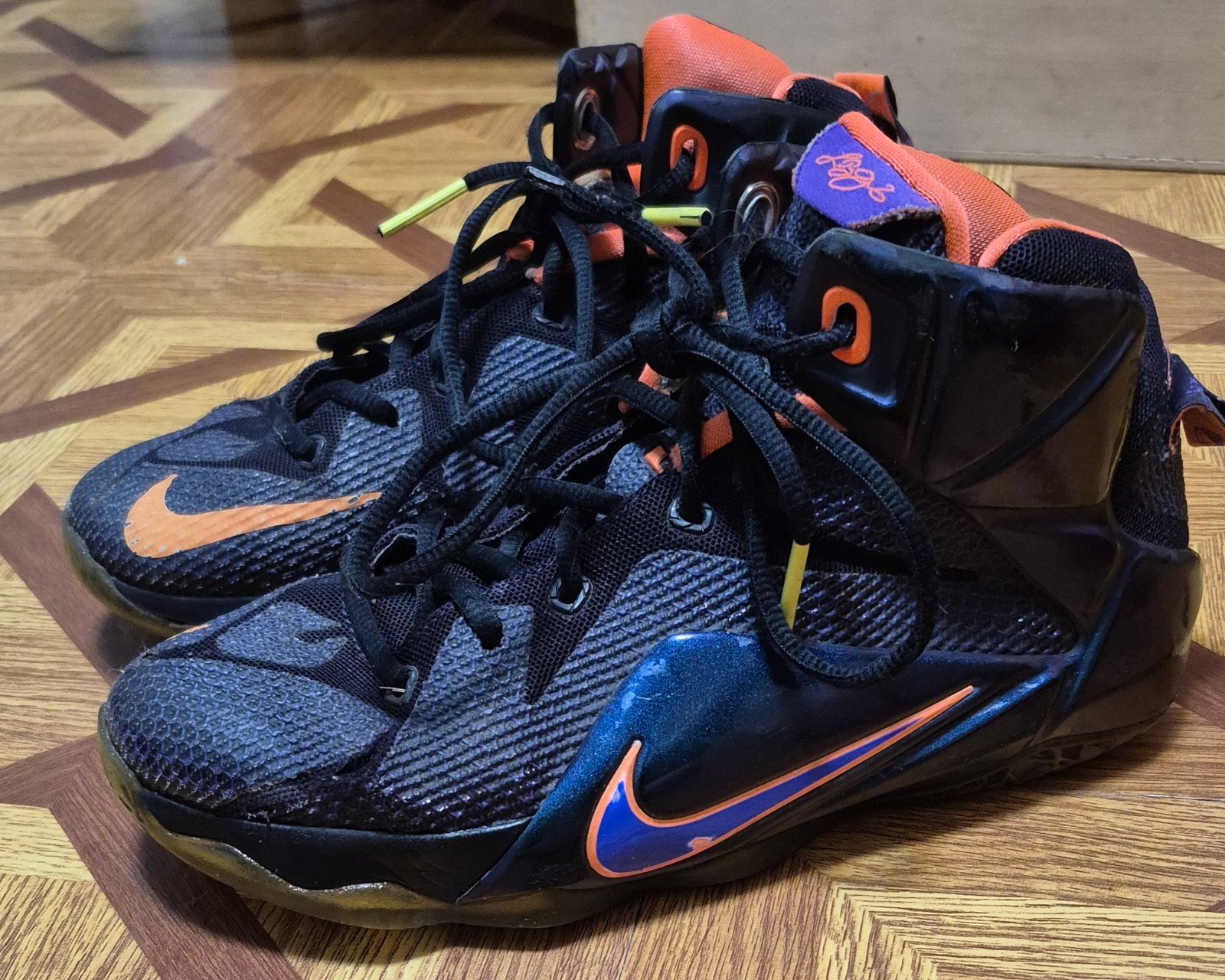 Nike Lebron 12 XII Instinct Cave Purple Hyper Crimson Sz 5.5Y Kids