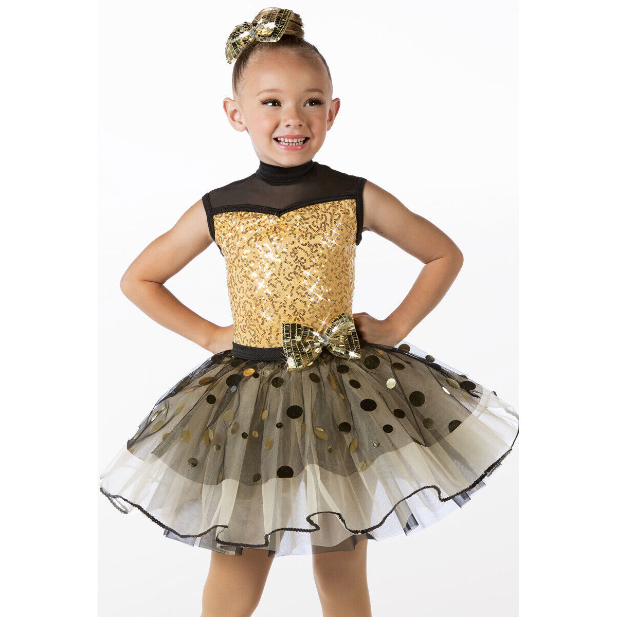 Dance Costume Weissman 14374 Gold XS Child Jazz sequins