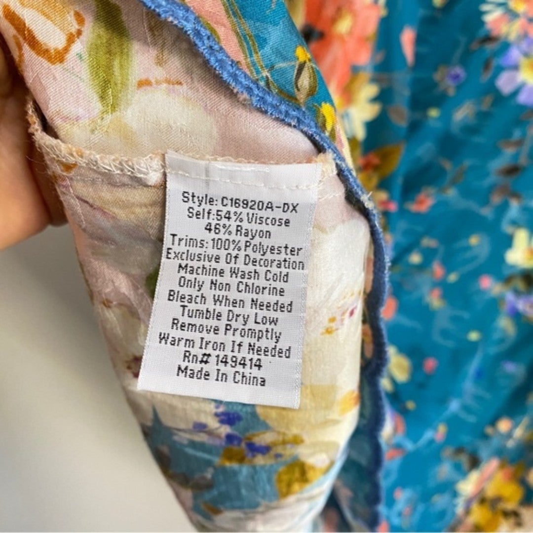 Johnny Was Ilene Top Kimono Sleeve Floral V Neck Size buy 2X