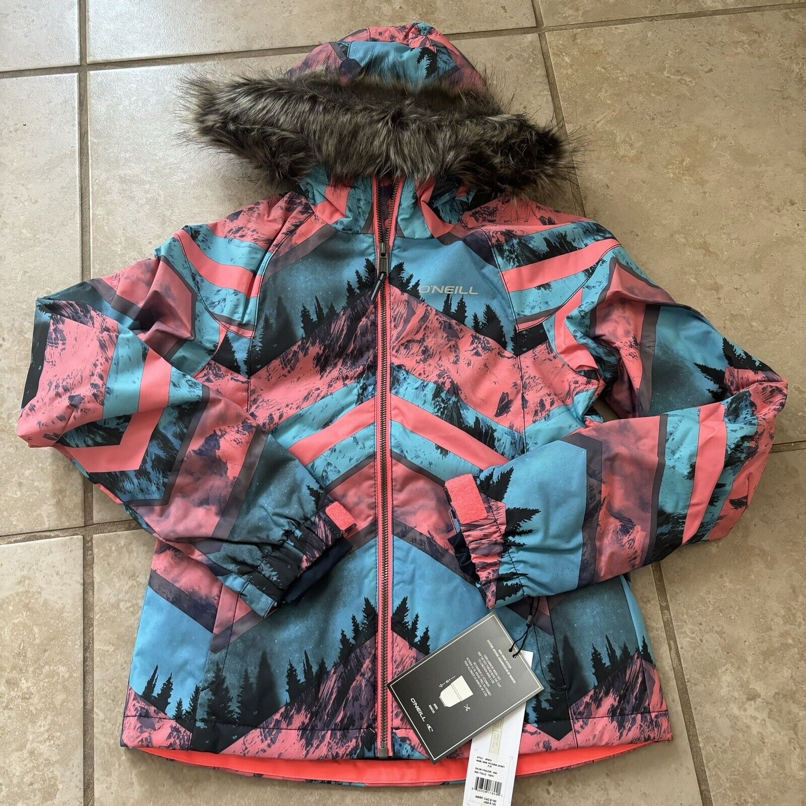 O’Neill PG Curve Snow Outwear Jacket Girls Sz 10 Colorful
