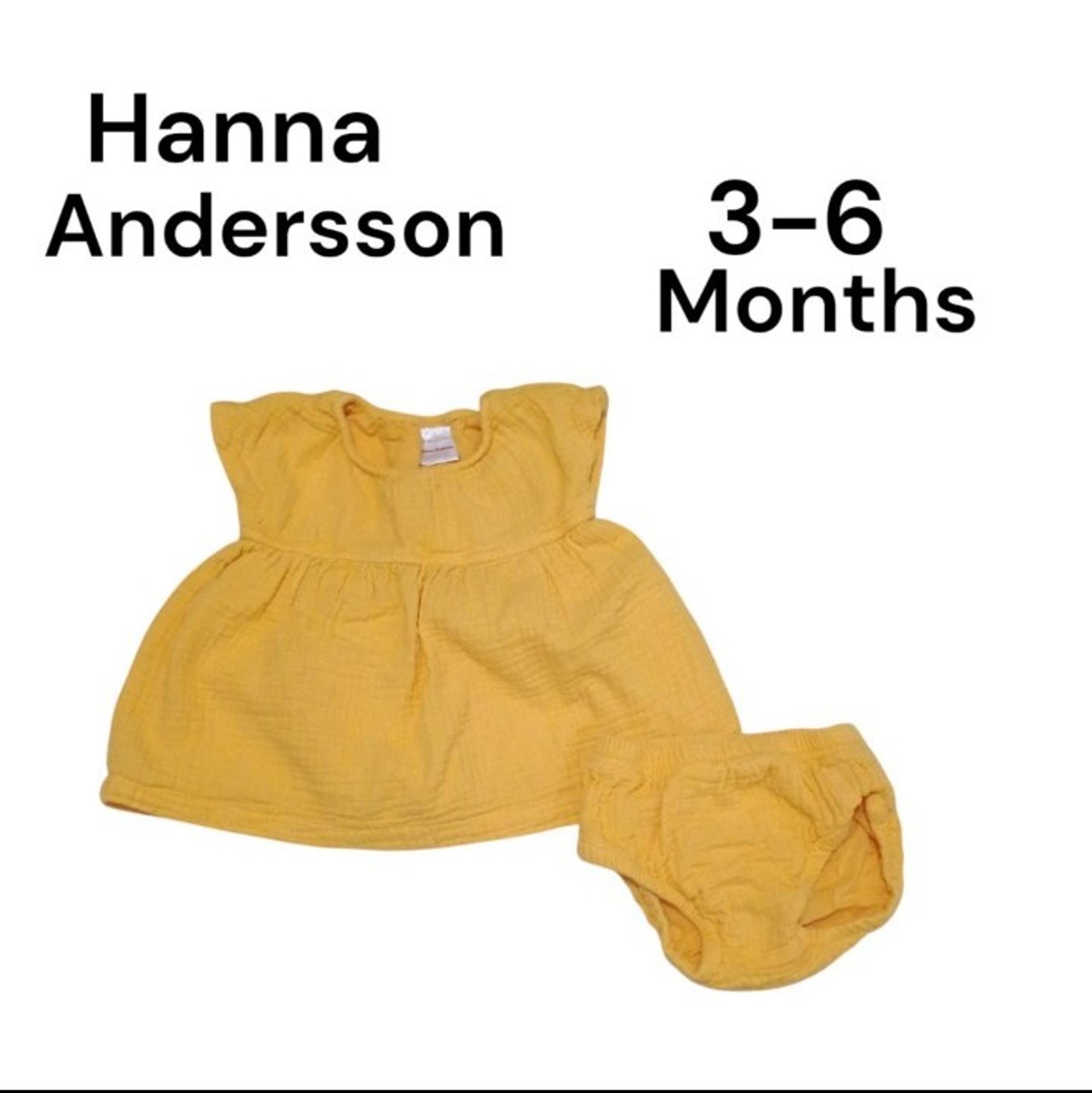 Hanna Andersson baby infant girls size 3-6 months yellow 2 piece dress set