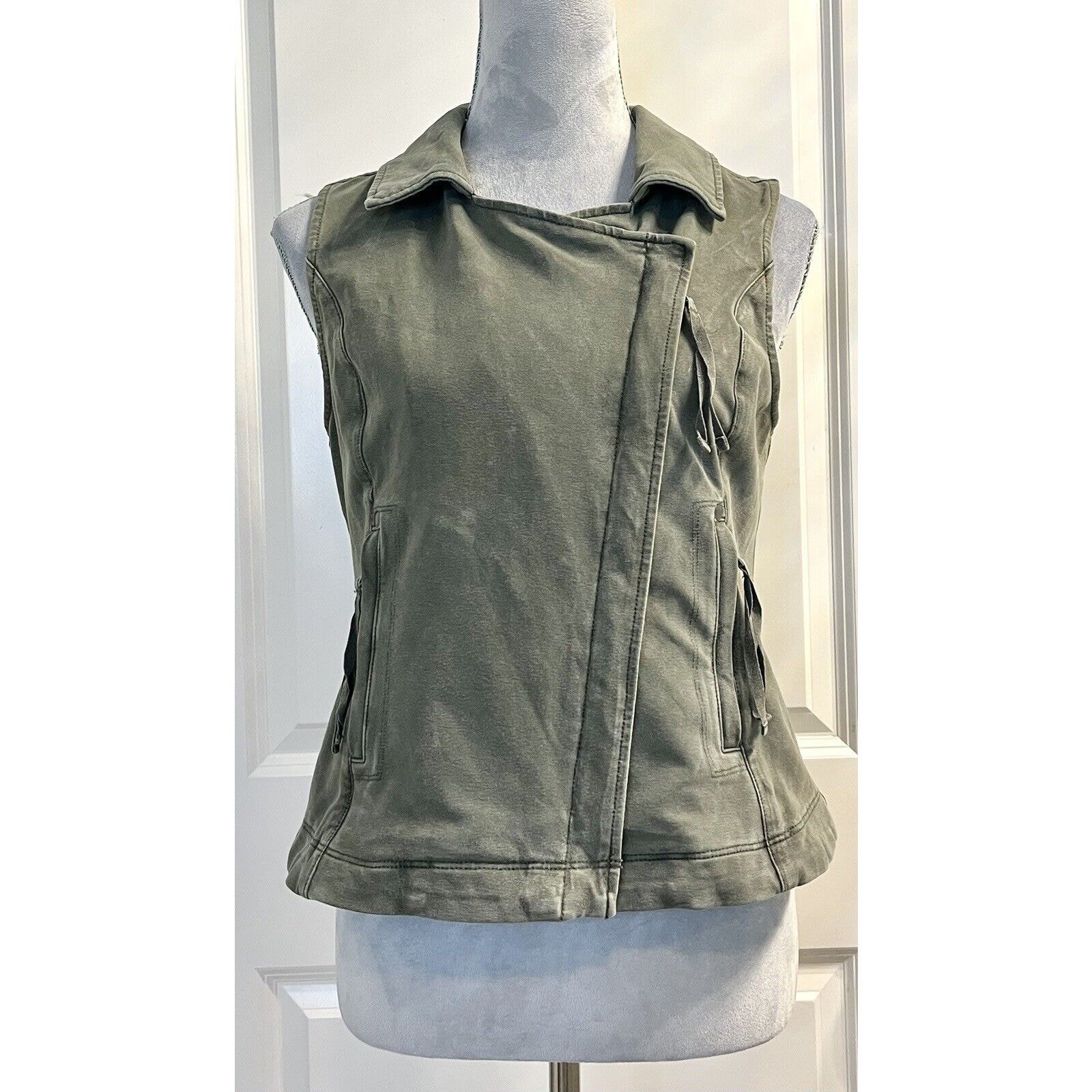 Marrakech Military Green Moto Zip Jacket Utility Sleeveless Sz S Army