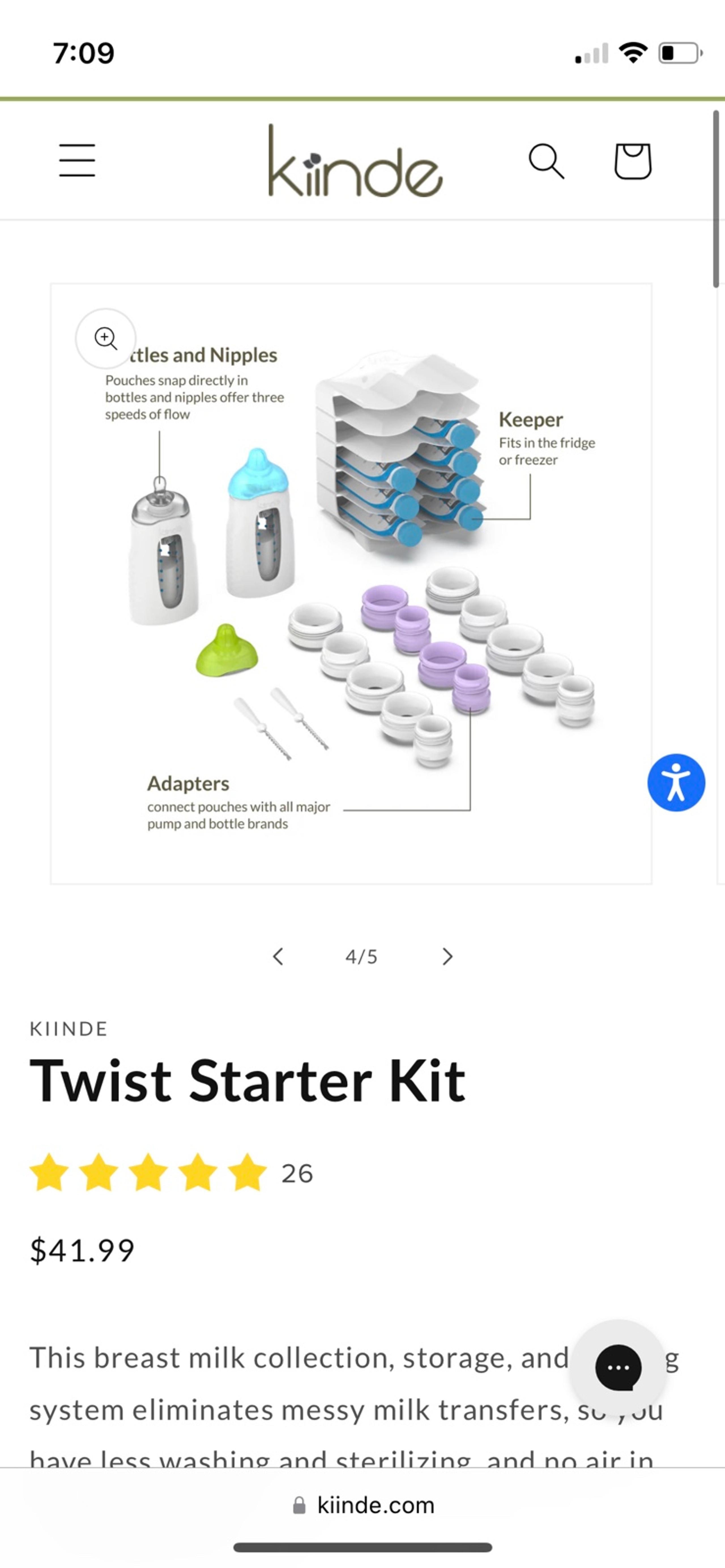 kiinde milk storage and bottles
