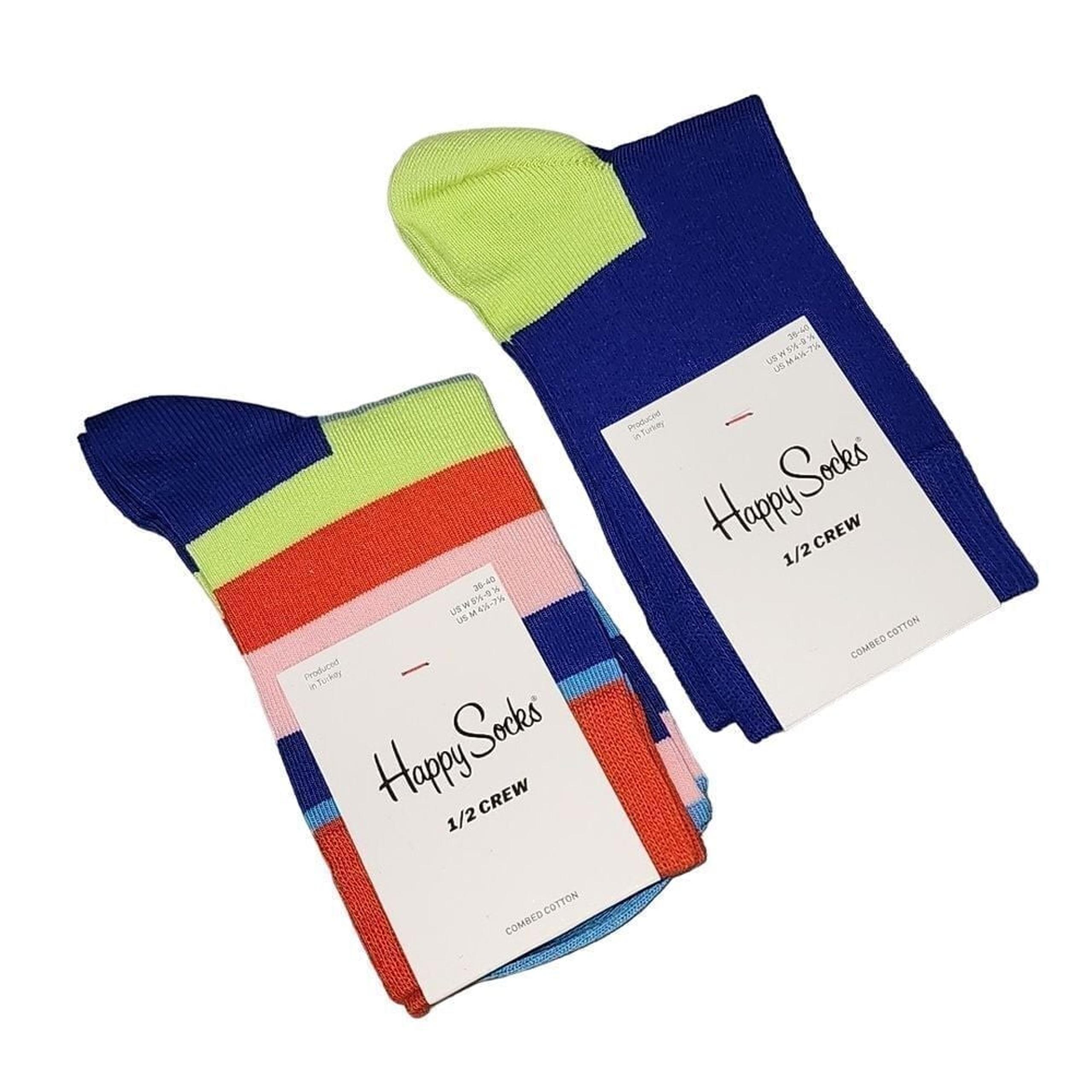 NWT 2 Pairs Happy Socks 1/2 Crew