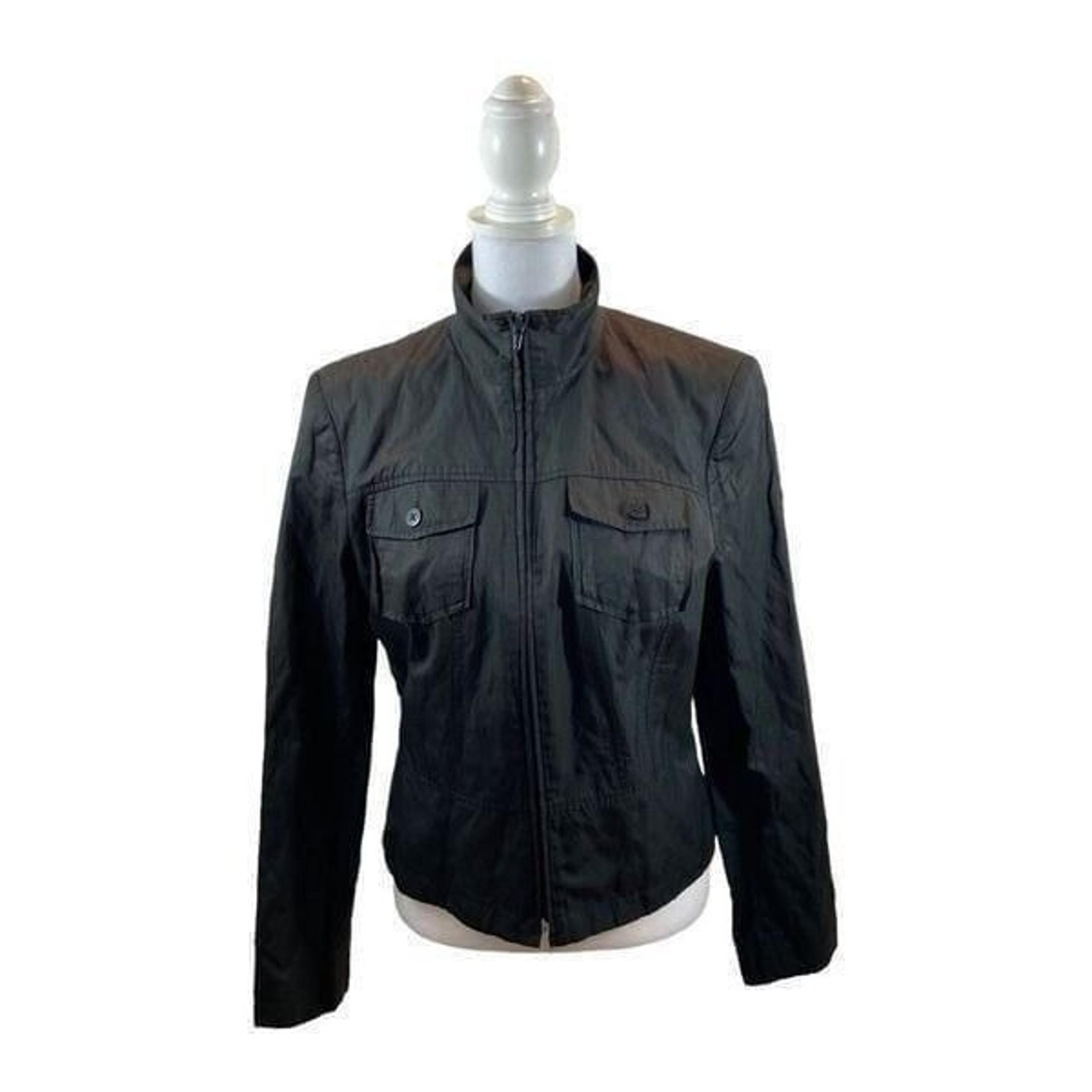 Ladies Emanuel Ungaro Brand Black Metallic Fitted Zip Up Jacket Size 10