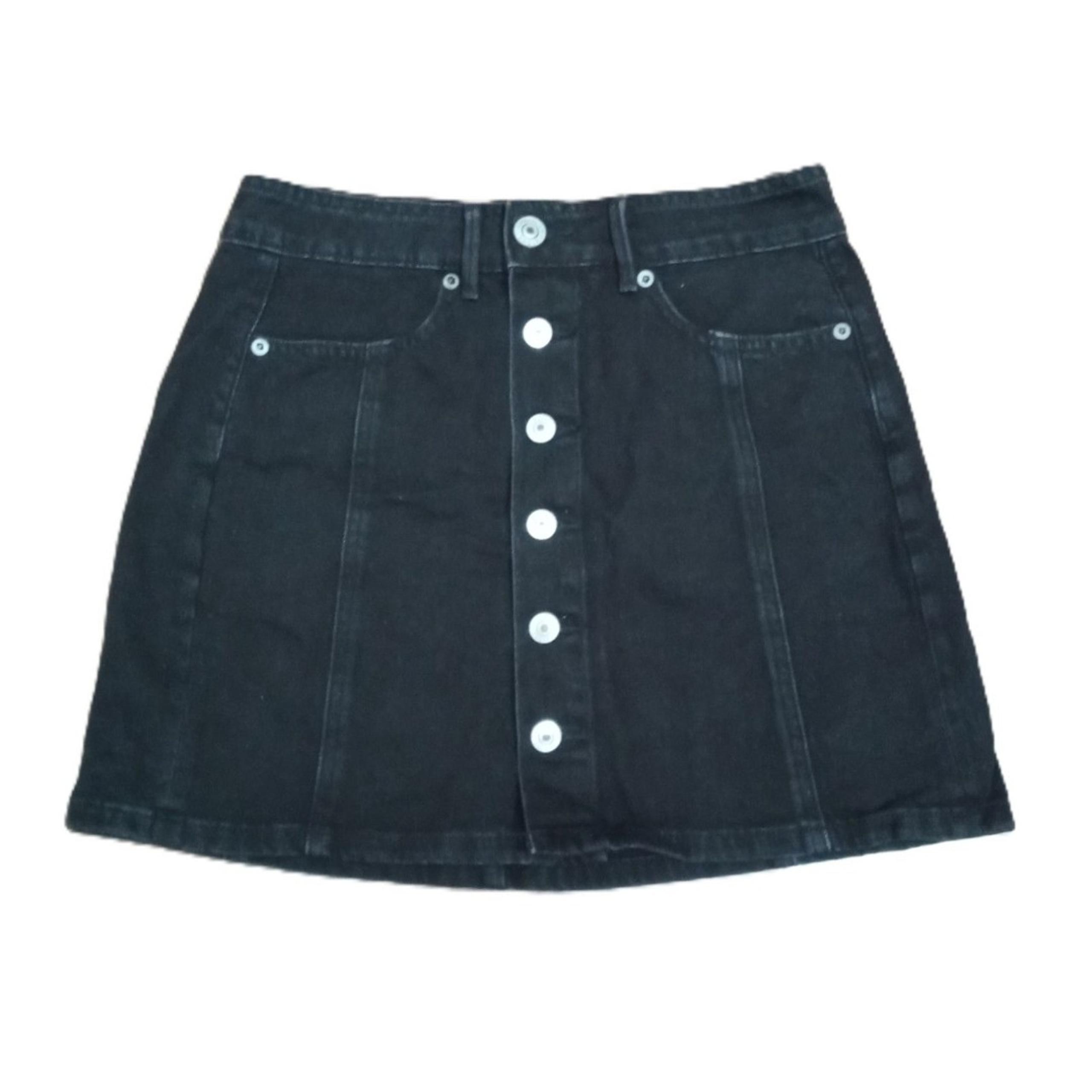 American Eagle Sz 0 Women's Jrs Black Hi-Rise A-Line Stretch Jean Skirt
