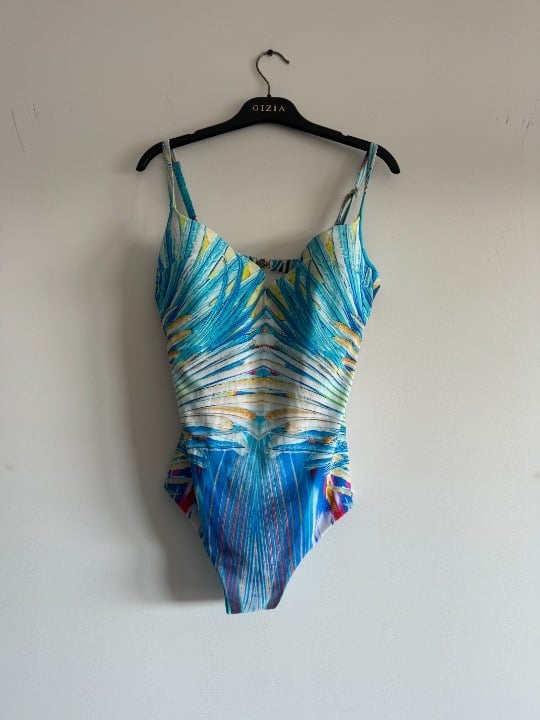 Parah Italian multi-print one-piece swimsuit, Size 36/Cup C