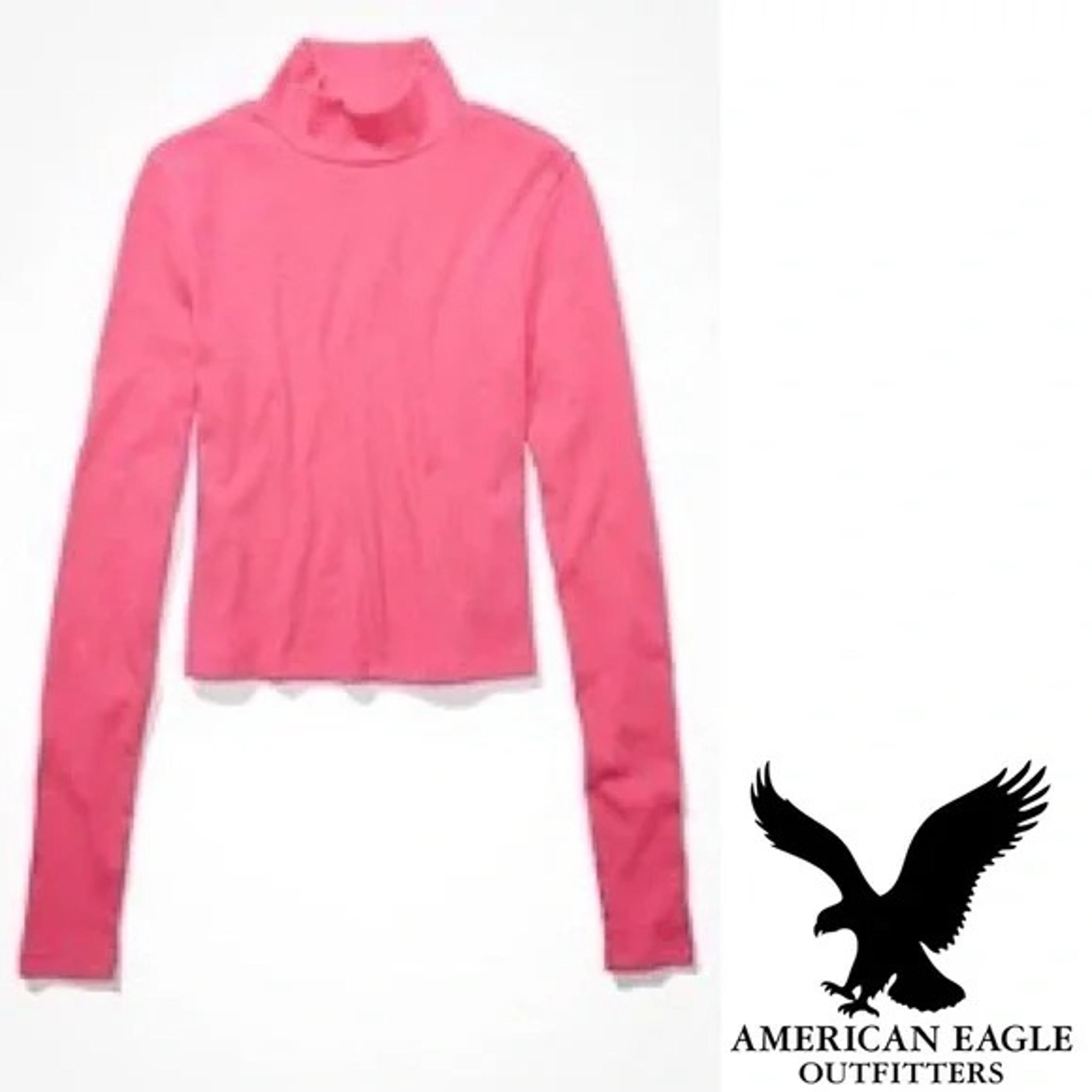 Women's Long Sleeve Mock Neck Sweater Top Shirt Size Medium Pink - American Eagle
