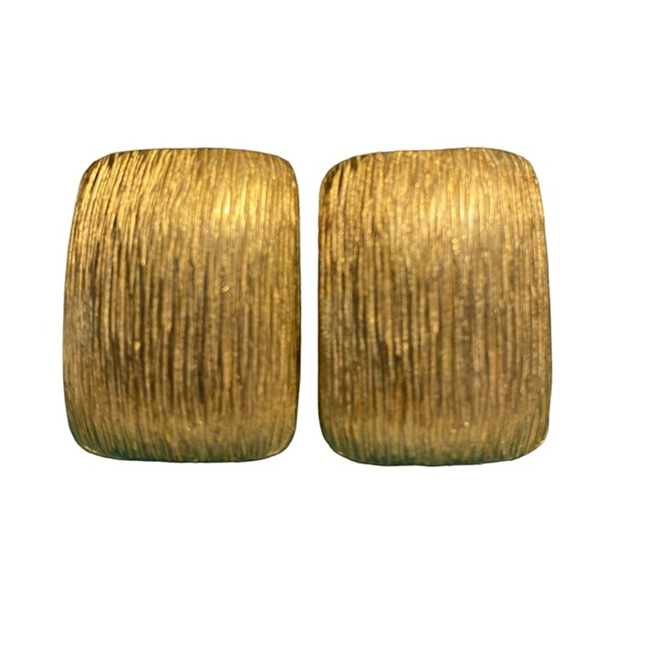 Western vintage jewelry simple and generous brush gold clip earrings OS