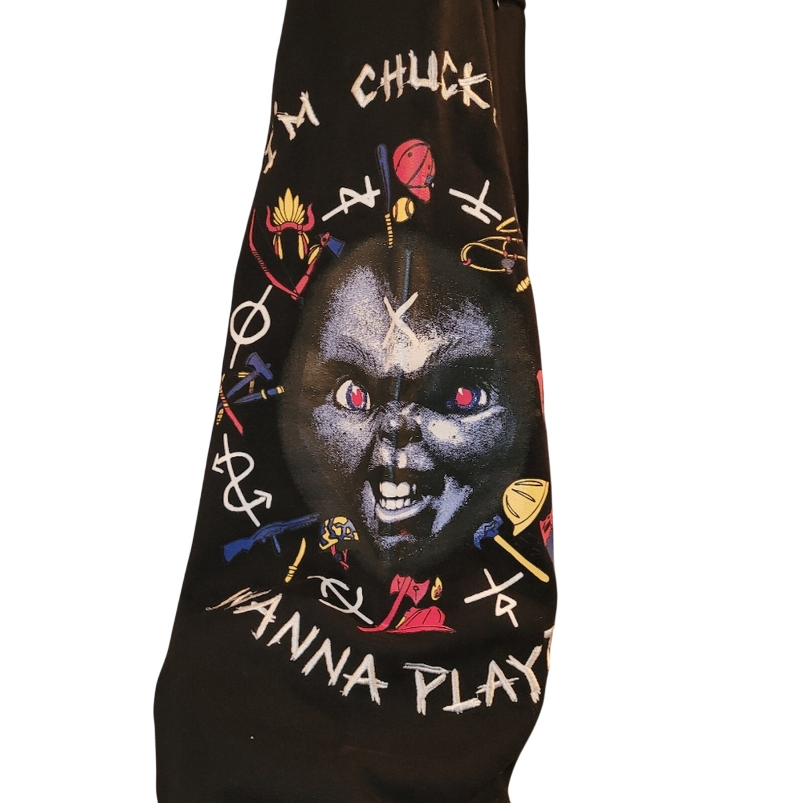 Chucky Dekryptic Im Chucky Wanna Play? Sequined Joggers Sweat Pants Sz S Read