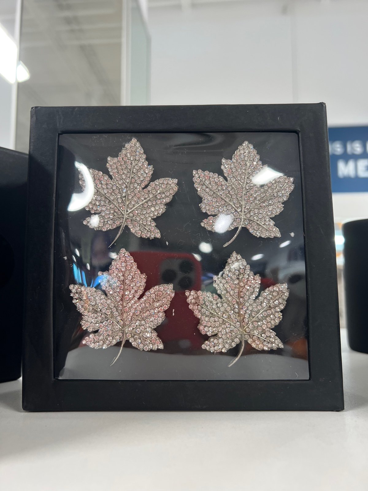 Tahari Autumn Maple Leaves Rhinestone Napkin Rings